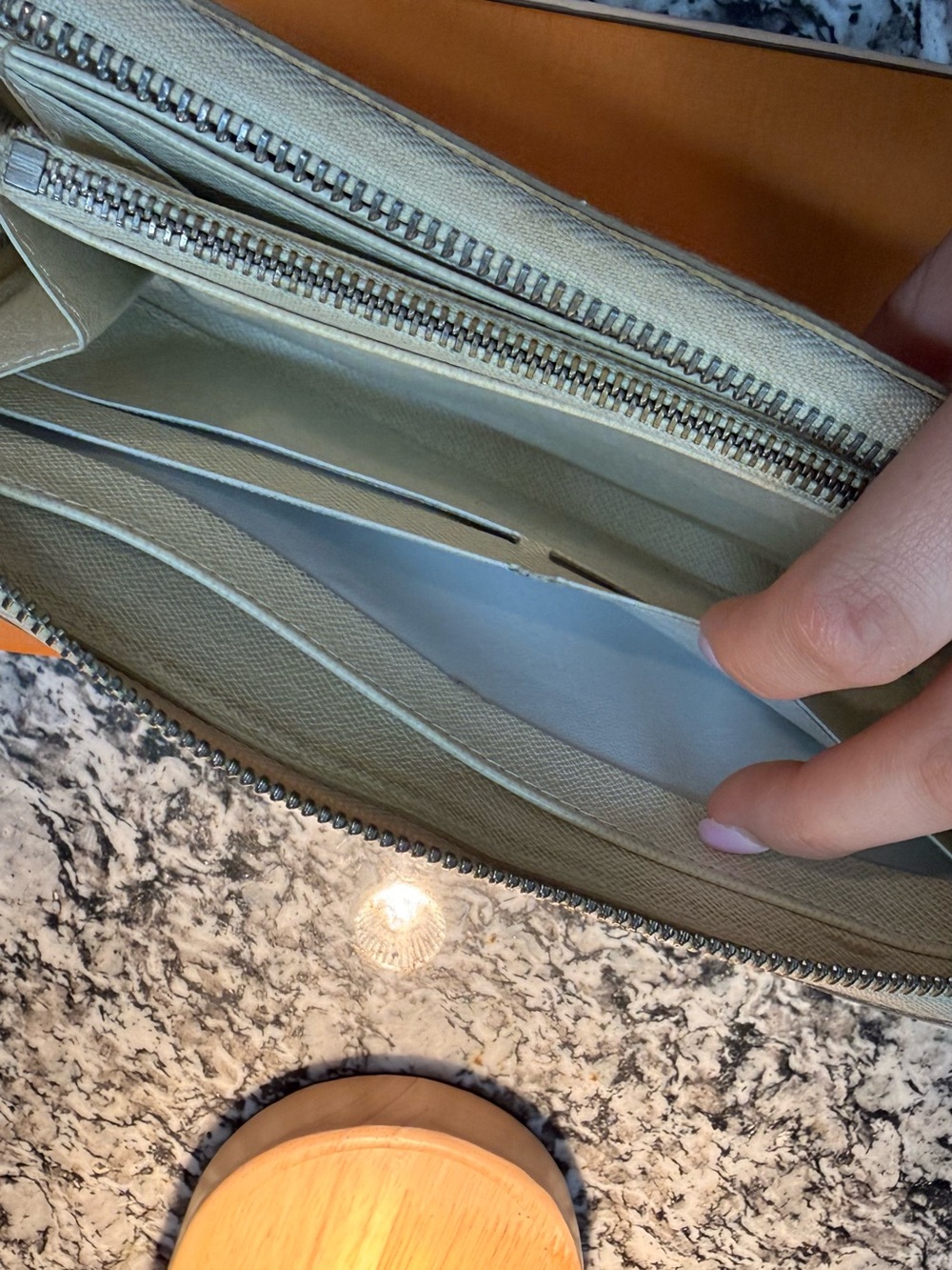 Louis Vuitton Cream Epi Zip Wallet with Silver Hardware - Picture 9 of 16